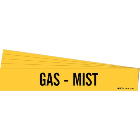 GAS - MIST Pipe Marker Style 1 Black On Yellow 1 Per Card, 5 PK